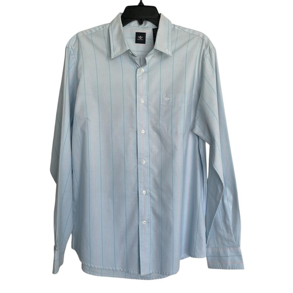 Dockers Stripes Casual Button Down Cotton Blend Dress Shirt Men Size L - Picture 3 of 7